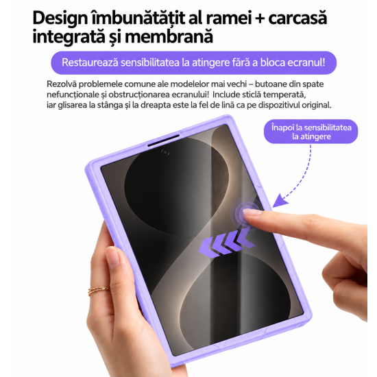 Husa pentru Samsung Galaxy Z Fold 8, Magnetica, Textura Piele Ecologica, Lila