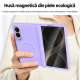 Husa pentru Samsung Galaxy Z Fold 8, Magnetica, Textura Piele Ecologica, Lila