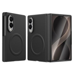 Husa pentru Samsung Galaxy Z Fold 8, Magnetica, Textura Piele Ecologica, Negru