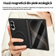 Husa pentru Samsung Galaxy Z Fold 8, Magnetica, Textura Piele Ecologica, Negru