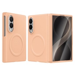 Husa pentru Samsung Galaxy Z Fold 8, Magnetica, Textura Piele Ecologica, Portocaliu