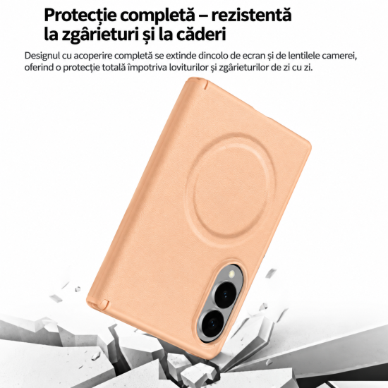 Husa pentru Samsung Galaxy Z Fold 8, Magnetica, Textura Piele Ecologica, Portocaliu Husa pentru Samsung Galaxy Z Fold 8, Magnetica, Textura Piele Ecologica, Portocaliu