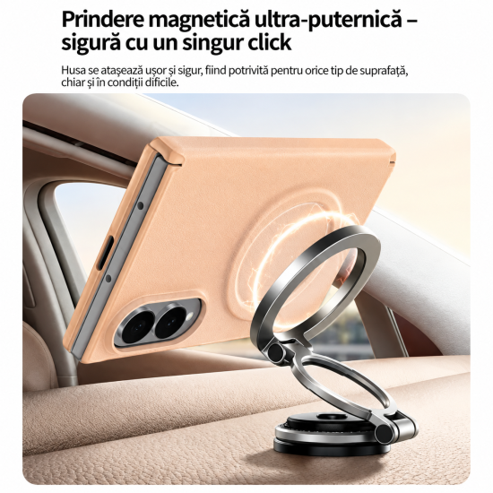 Husa pentru Samsung Galaxy Z Fold 8, Magnetica, Textura Piele Ecologica, Portocaliu Husa pentru Samsung Galaxy Z Fold 8, Magnetica, Textura Piele Ecologica, Portocaliu