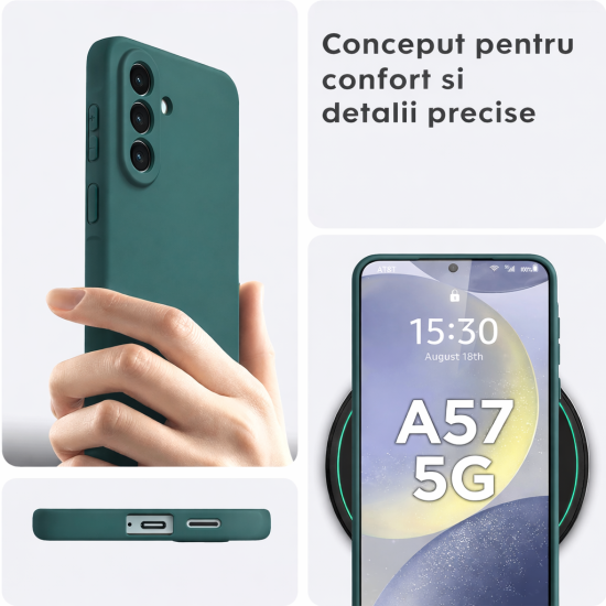 Husa Soft Touch, slim, ALC Mobile, anti soc, compatibila cu Samsung Galaxy A57, Verde Inchis Tpu Husa Soft Touch, slim, ALC Mobile, anti soc, compatibila cu Samsung Galaxy A57, Verde Inchis Tpu