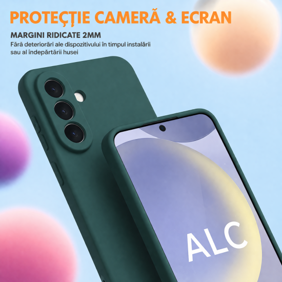 Husa Soft Touch, slim, ALC Mobile, anti soc, compatibila cu Samsung Galaxy A57, Verde Inchis Tpu Husa Soft Touch, slim, ALC Mobile, anti soc, compatibila cu Samsung Galaxy A57, Verde Inchis Tpu