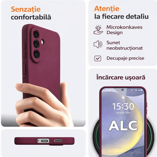 Husa Soft Touch, slim, ALC Mobile, anti soc, compatibila cu Samsung Galaxy A37, Visiniu Tpu