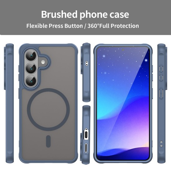 Husa Matte MagSafe pentru Samsung Galaxy S26 Plus, protectie completa, contur Albastru Husa Matte MagSafe pentru Samsung Galaxy S26 Plus, protectie completa, contur Albastru