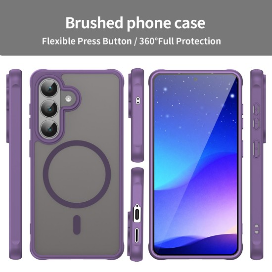 Husa Matte MagSafe pentru Samsung Galaxy S26 Plus, protectie completa, contur Mov Husa Matte MagSafe pentru Samsung Galaxy S26 Plus, protectie completa, contur Mov