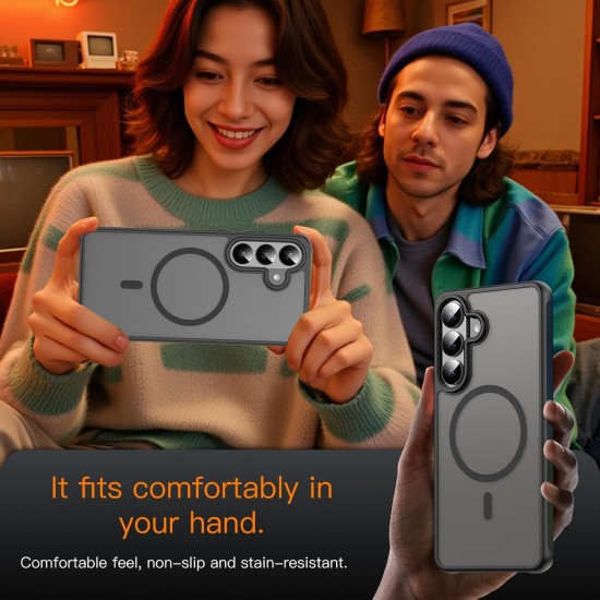 Husa Matte MagSafe pentru Samsung Galaxy S26 Plus, protectie completa, contur Negru Husa Matte MagSafe pentru Samsung Galaxy S26 Plus, protectie completa, contur Negru