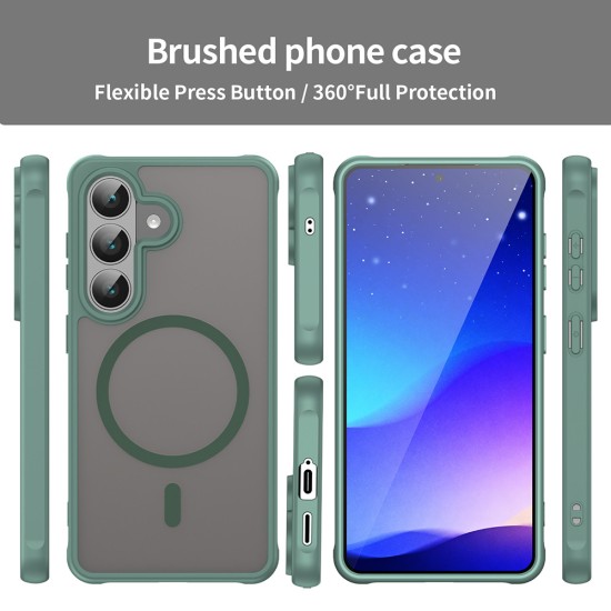 Husa Matte MagSafe pentru Samsung Galaxy S26 Plus, protectie completa, contur Verde Husa Matte MagSafe pentru Samsung Galaxy S26 Plus, protectie completa, contur Verde