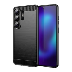 Husa compatibila cu Samsung Galaxy S26 Ultra, TPU Slim, Protectie Anti Soc, Aspect Fibra de Carbon, Negru
