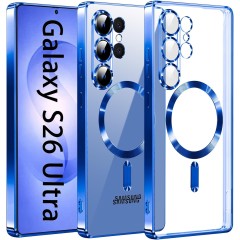 Husa compatibila cu Samsung Galaxy S26 Ultra, ALC MOBILE, pentru telefon mobil cu protectie pentru camera, Tehnologie MagSafe, rezistenta la socuri, contur Albastru