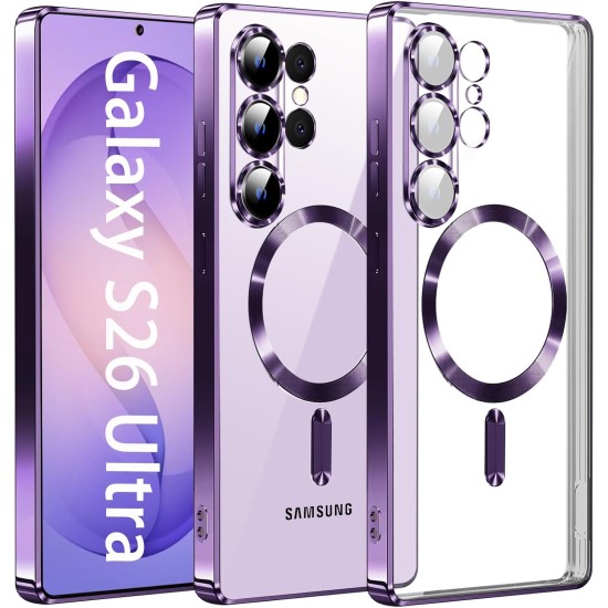 Husa compatibila cu Samsung Galaxy S26 Ultra, ALC MOBILE, pentru telefon mobil cu protectie pentru camera, Tehnologie MagSafe, rezistenta la socuri, contur Mov