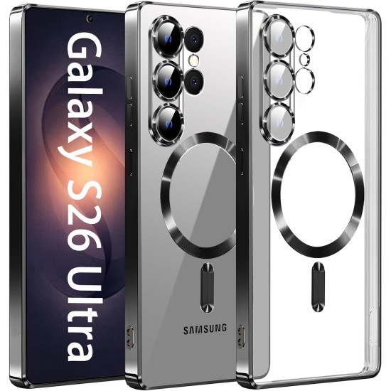 Husa compatibila cu Samsung Galaxy S26 Ultra, ALC MOBILE, pentru telefon mobil cu protectie pentru camera, Tehnologie MagSafe, rezistenta la socuri, contur Negru