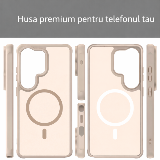 Husa Matte MagSafe pentru Samsung Galaxy S26 Ultra, protectie completa, contur Bej