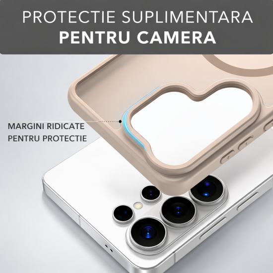 Husa Matte MagSafe pentru Samsung Galaxy S26 Ultra, protectie completa, contur Bej