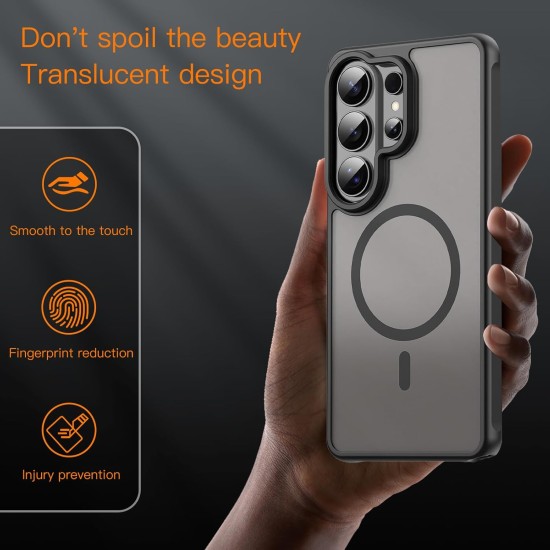 Husa Matte MagSafe pentru Samsung Galaxy S26 Ultra, protectie completa, contur Negru