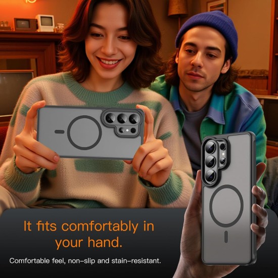 Husa Matte MagSafe pentru Samsung Galaxy S26 Ultra, protectie completa, contur Negru