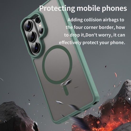 Husa Matte MagSafe pentru Samsung Galaxy S26 Ultra, protectie completa, contur Verde