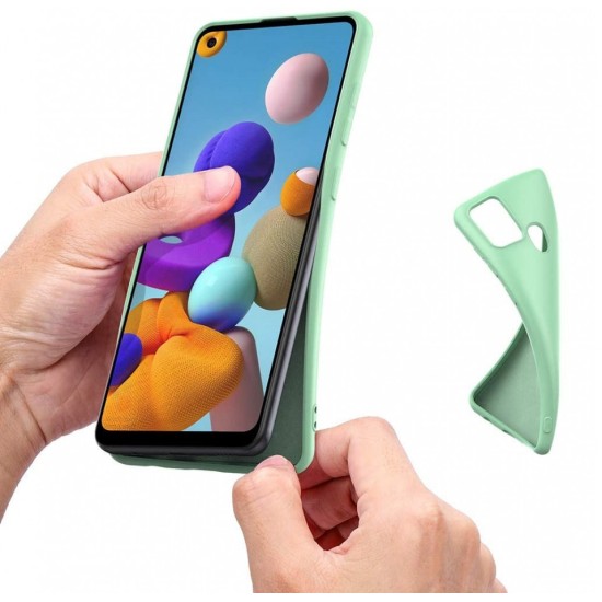 Husa silicon soft-touch compatibila cu Samsung Galaxy A21s, Verde