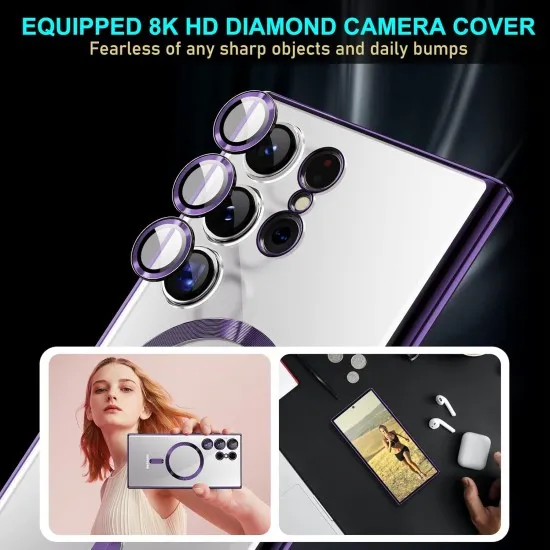 Husa compatibila cu Samsung Galaxy S25 Ultra, ALC MOBILE, pentru telefon mobil cu protectie pentru camera, Tehnologie MagSafe, rezistenta la socuri, contur Mov Husa compatibila cu Samsung Galaxy S25 Ultra, ALC MOBILE, pentru telefon mobil cu protectie pentru camera, Tehnologie MagSafe, rezistenta la socuri, contur Mov