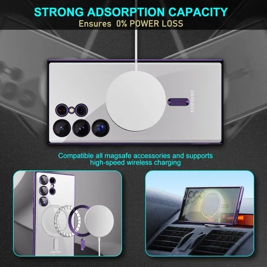 Husa compatibila cu Samsung Galaxy S25 Ultra, ALC MOBILE, pentru telefon mobil cu protectie pentru camera, Tehnologie MagSafe, rezistenta la socuri, contur Mov Husa compatibila cu Samsung Galaxy S25 Ultra, ALC MOBILE, pentru telefon mobil cu protectie pentru camera, Tehnologie MagSafe, rezistenta la socuri, contur Mov