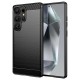 Husa compatibila cu Samsung Galaxy S25 Ultra, TPU Slim, Protectie Anti Soc, Aspect Fibra de Carbon, Negru