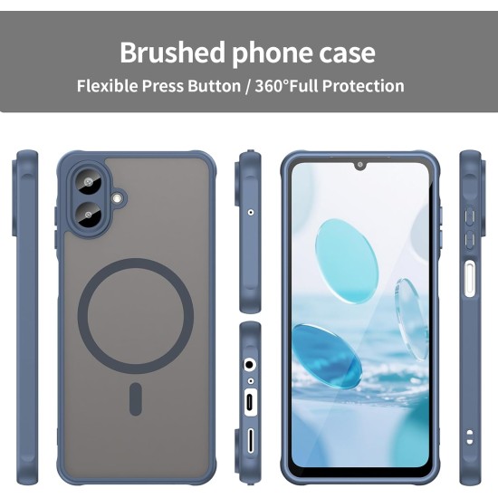 Husa Matte MagSafe pentru Samsung Galaxy A07, protectie completa, contur albastru