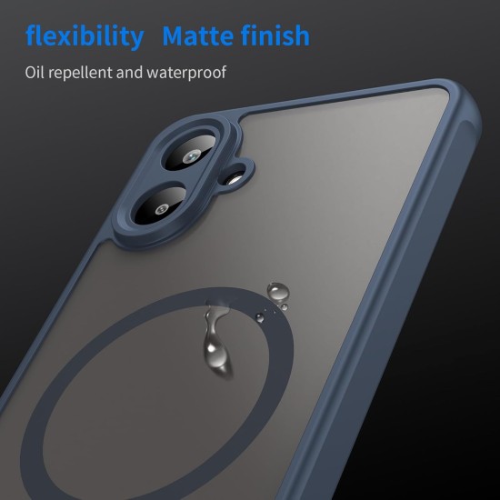 Husa Matte MagSafe pentru Samsung Galaxy A07, protectie completa, contur albastru