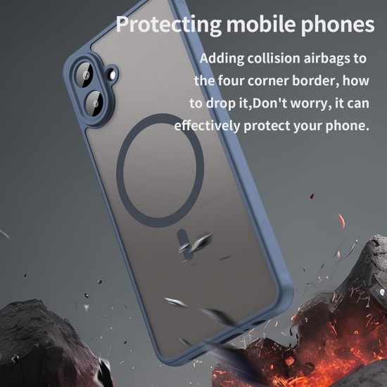 Husa Matte MagSafe pentru Samsung Galaxy A07, protectie completa, contur albastru