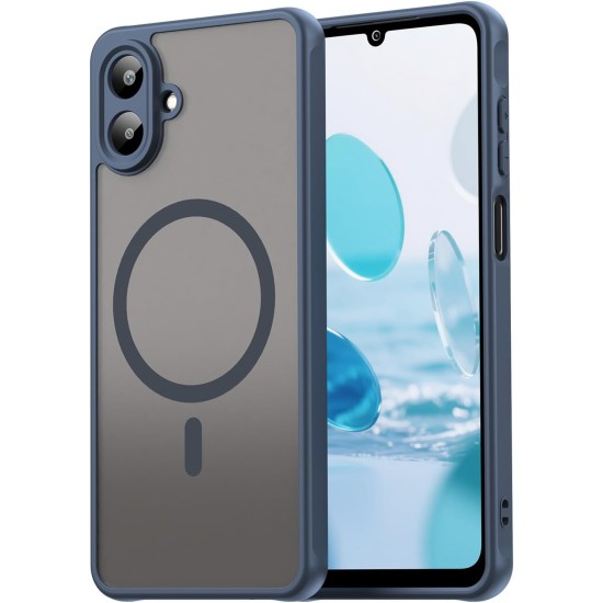 Husa Matte MagSafe pentru Samsung Galaxy A07, protectie completa, contur albastru