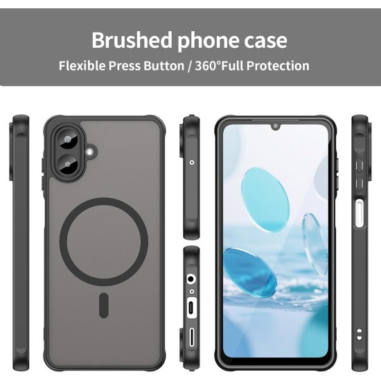 Husa Matte MagSafe pentru Samsung Galaxy A07, protectie completa, contur negru