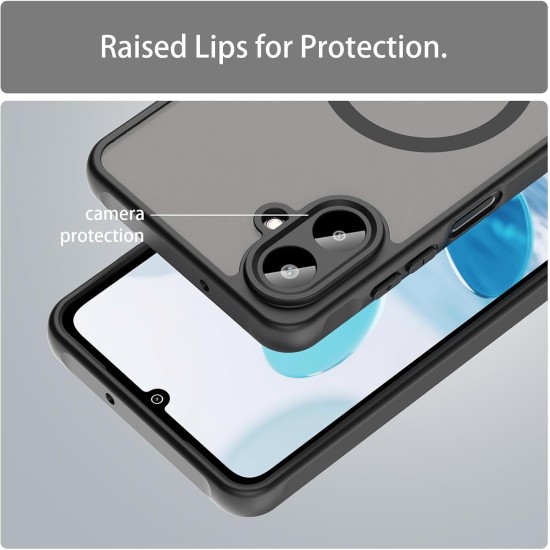 Husa Matte MagSafe pentru Samsung Galaxy A07, protectie completa, contur negru