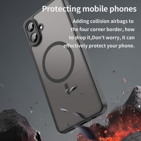 Husa Matte MagSafe pentru Samsung Galaxy A07, protectie completa, contur negru