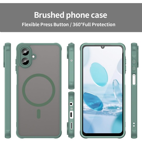 Husa Matte MagSafe pentru Samsung Galaxy A07, protectie completa, contur verde
