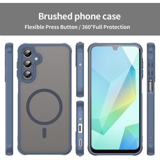 Husa Matte MagSafe pentru Samsung Galaxy A56, protectie completa, contur albastru