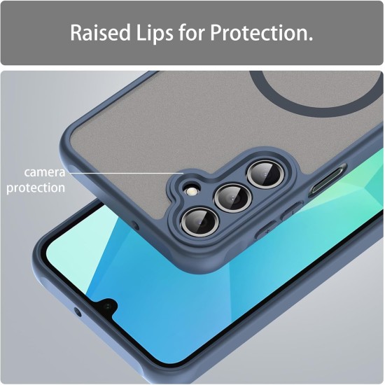 Husa Matte MagSafe pentru Samsung Galaxy A56, protectie completa, contur albastru
