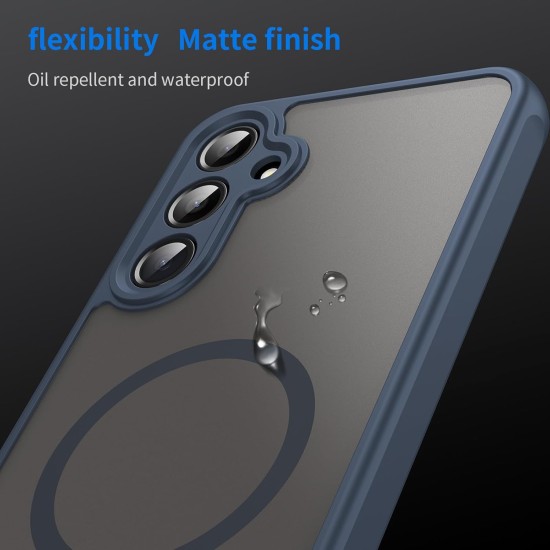 Husa Matte MagSafe pentru Samsung Galaxy A56, protectie completa, contur albastru