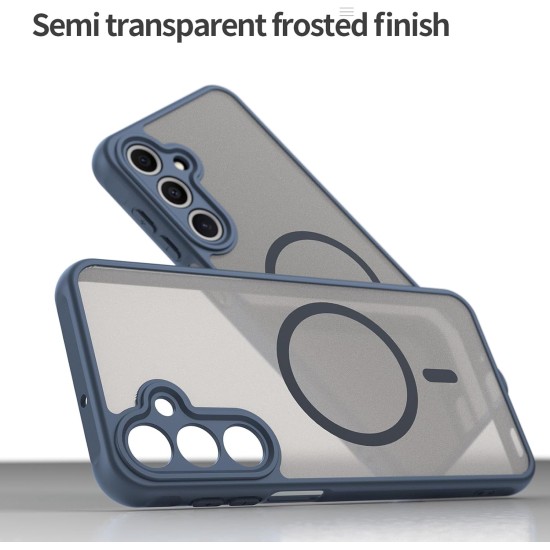 Husa Matte MagSafe pentru Samsung Galaxy A56, protectie completa, contur albastru