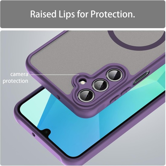 Husa Matte MagSafe pentru Samsung Galaxy A56, protectie completa, contur mov