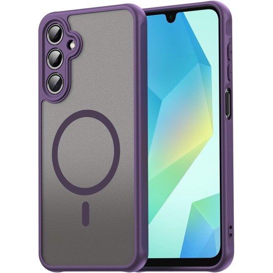 Husa Matte MagSafe pentru Samsung Galaxy A56, protectie completa, contur mov