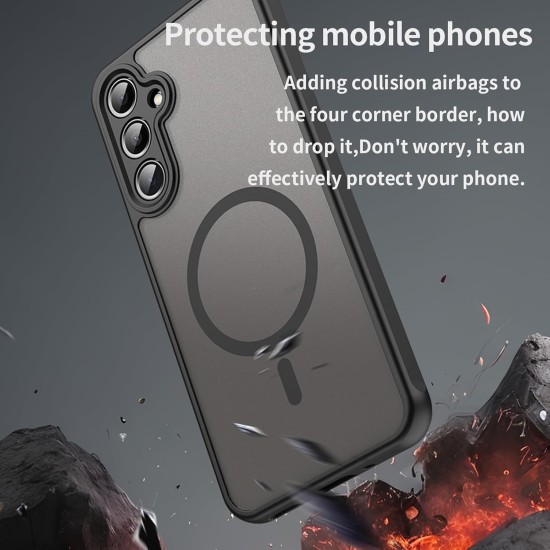 Husa Matte MagSafe pentru Samsung Galaxy A26, protectie completa, contur negru