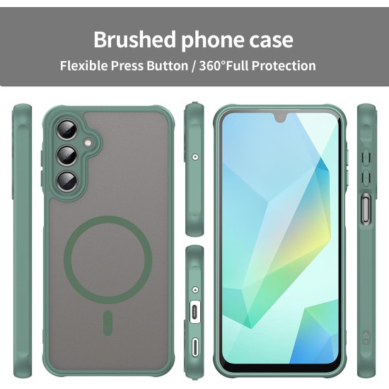 Husa Matte MagSafe pentru Samsung Galaxy A26, protectie completa, contur verde