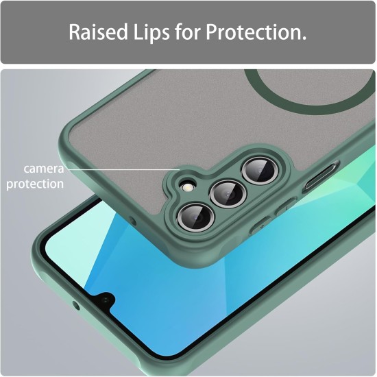 Husa Matte MagSafe pentru Samsung Galaxy A26, protectie completa, contur verde