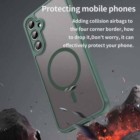 Husa Matte MagSafe pentru Samsung Galaxy A26, protectie completa, contur verde