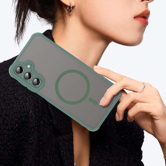 Husa Matte MagSafe pentru Samsung Galaxy A26, protectie completa, contur verde