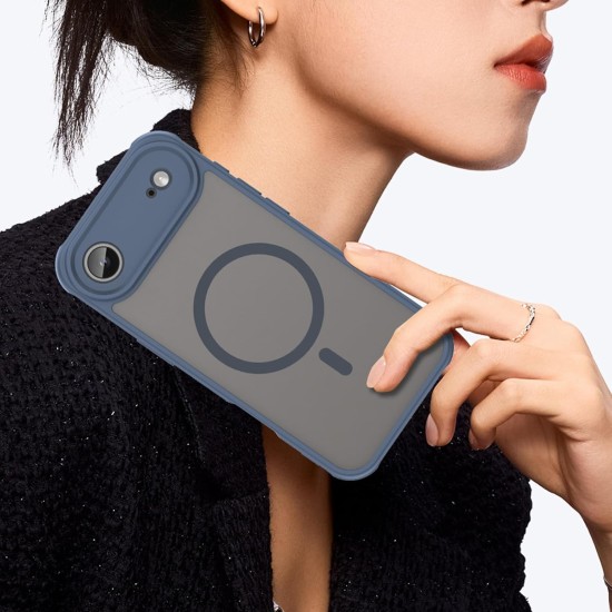 Husa Matte MagSafe pentru IPhone 17 Air, protectie completa, contur albastru