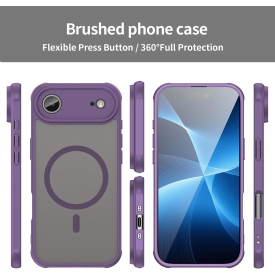 Husa Matte MagSafe pentru IPhone 17 Air, protectie completa, contur mov