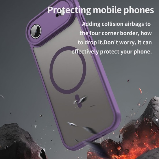 Husa Matte MagSafe pentru IPhone 17 Air, protectie completa, contur mov