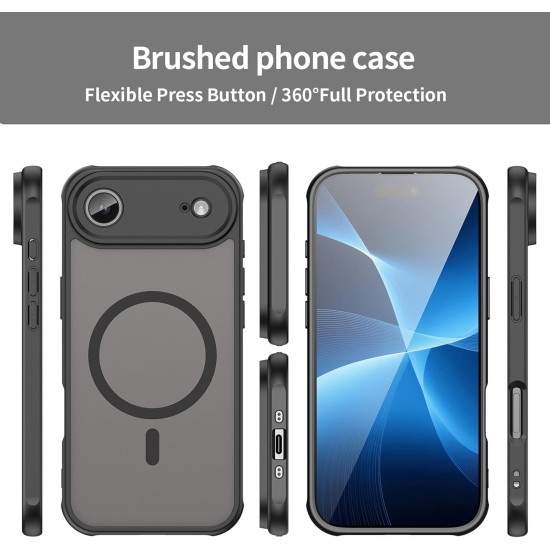 Husa Matte MagSafe pentru IPhone 17 Air, protectie completa, contur negru